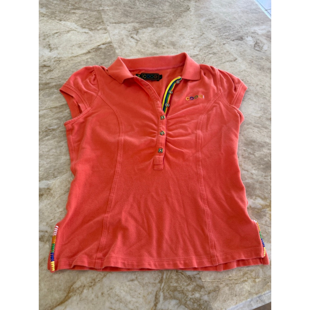 COOGI Coral Multicolor Short Sleeve Polo Tee L vintage used condition